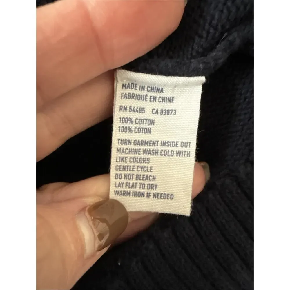 American Eagle Outfitters Sweater Men's L Preppy Athletic Fit Logo Pullover Navy